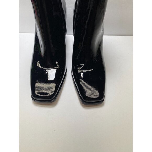 Paige Womens black patent leather square toe boot sz 9 - Picture 3 of 5